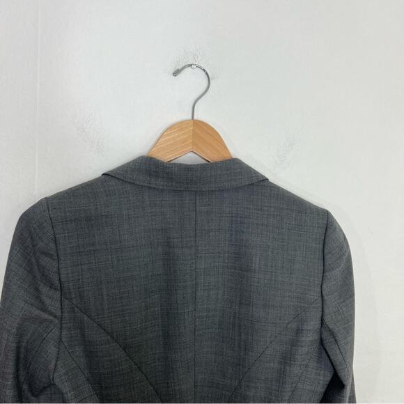 Rebecca Taylor Gray Wool Blend Ruffle Pleated Back Blazer Jacket Size 8 - Picture 7 of 13